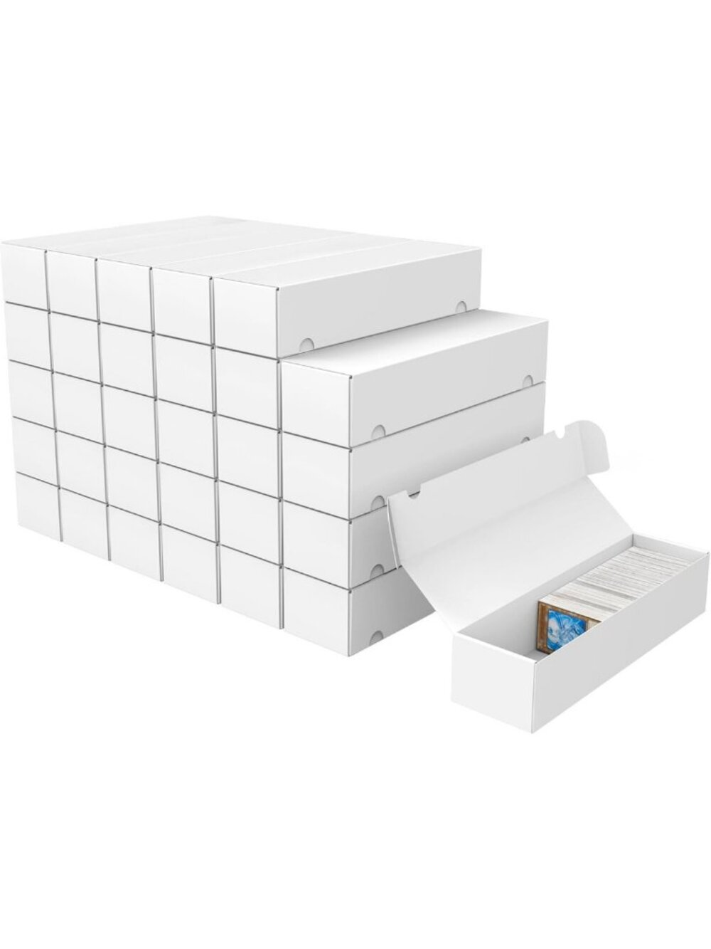 30-Pack Trading Card Storage Boxes - 1100 Count White Corrugated Organizer